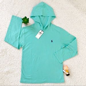 Ralph Lauren Green Hooded Shirt 10-12 New Tag